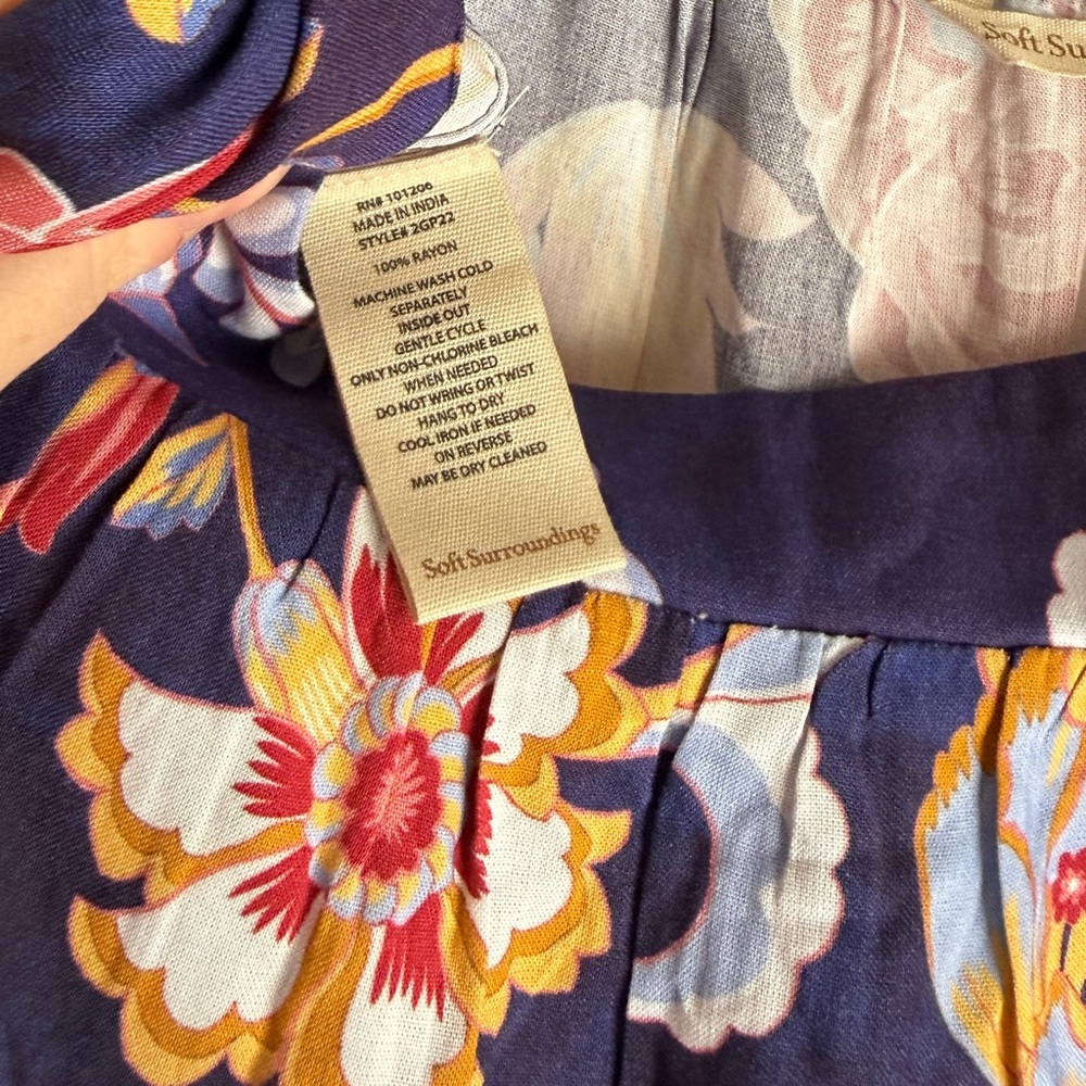 Soft Surroundings New Kara Skirt Blue Akrotiri Flowers Maxi Women’s Size Large - Picture 11 of 13